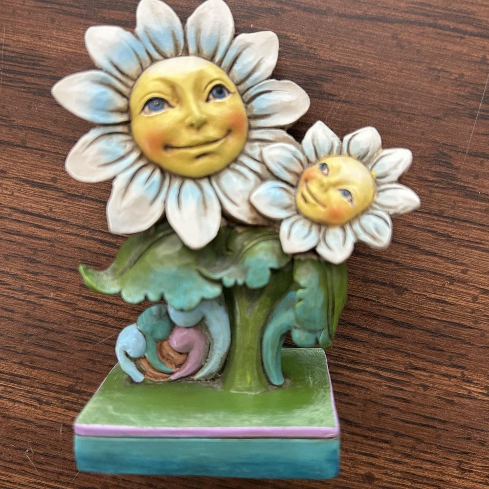 Jim Shore Heartwood Creek "Daisies" Mini Figurine Smiling Happy Flowers